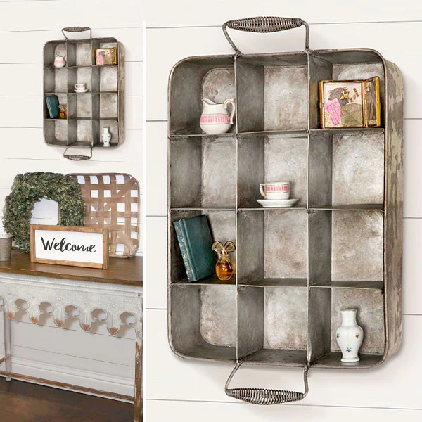 Galvanized Wall Mounted Cubby Organizer