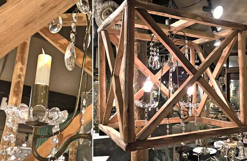 Rustic Wood Frame Chandelier