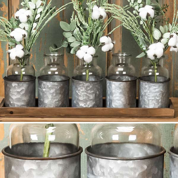 Wooden Planter Box Bottle Centerpiece