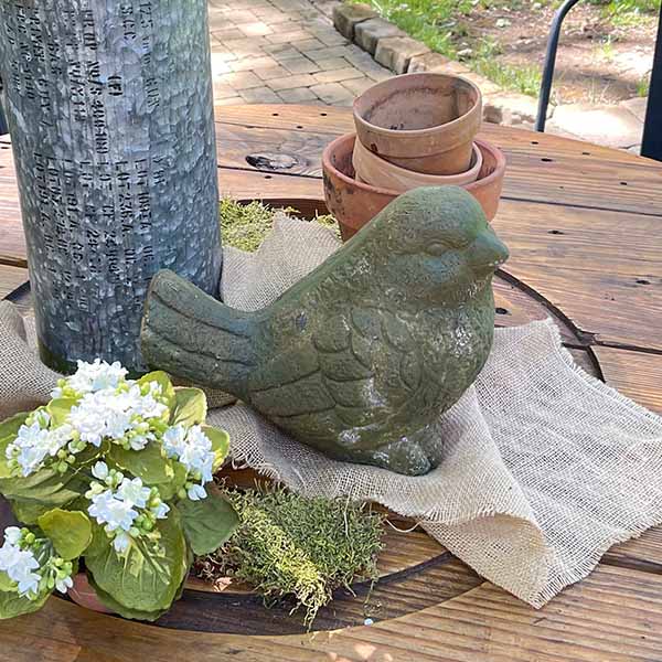 Mossy Sparrow Garden Statue