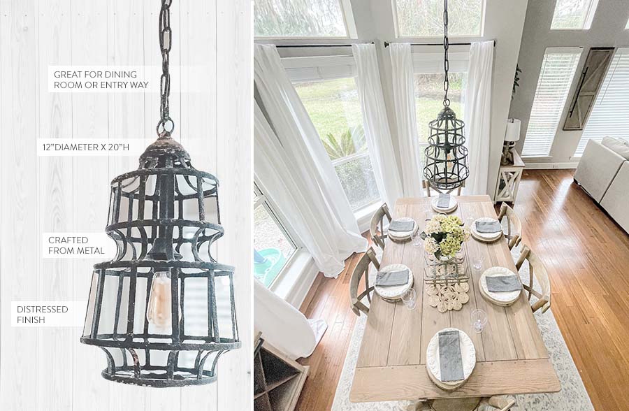 Distressed Metal Caged Pendant Light