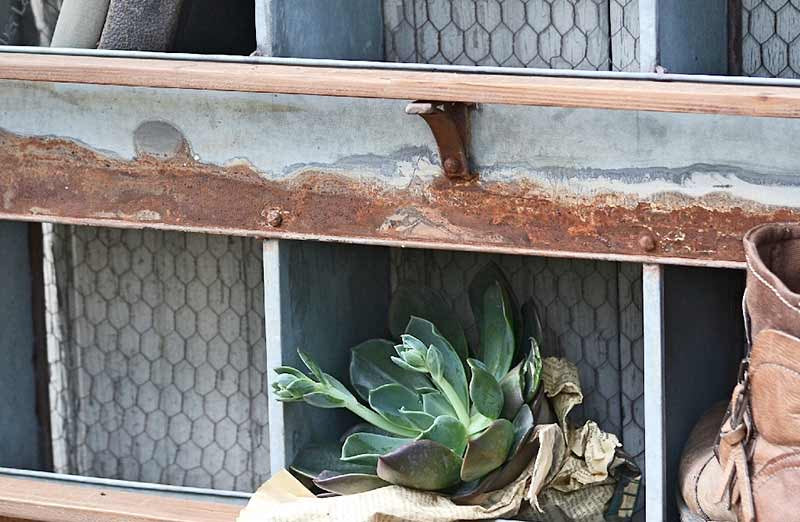 Aged Galvanized Metal Wall Cubby