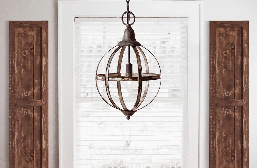 Distressed Finish Sphere Pendant Light