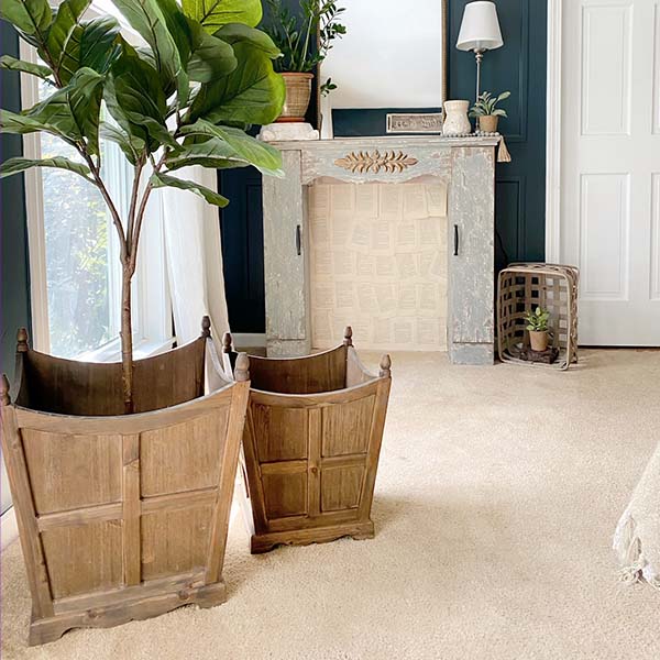 Oversized Wooden Storage Planter Buckets, Set of 2