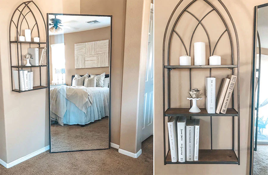 *HUGE* Cathedral Framed Triple Tier Wall Shelf