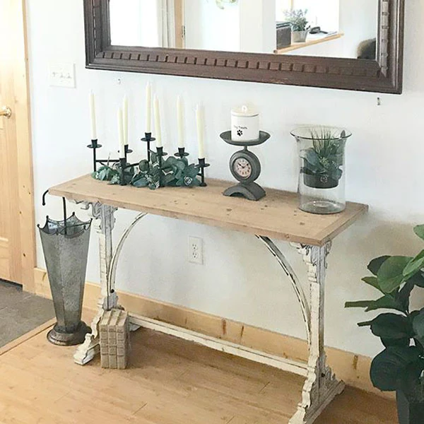 Distressed White Corbel Entry Table