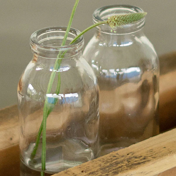 Rustic Wooden Tray with Glass Vases