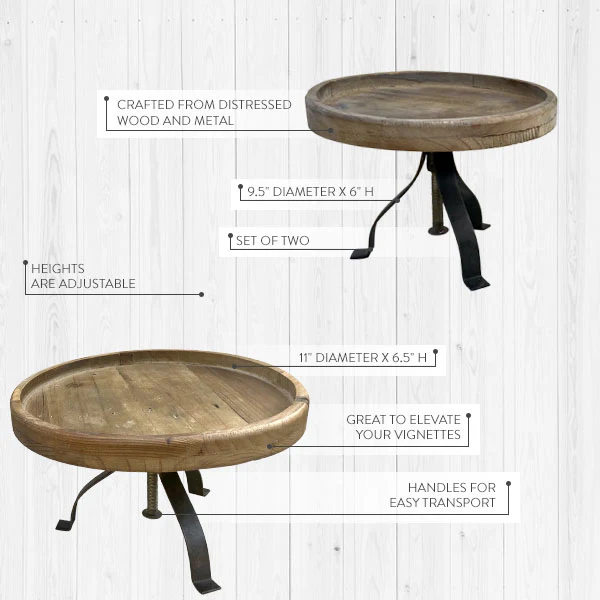 Round Adjustable Display Risers, Set of 2