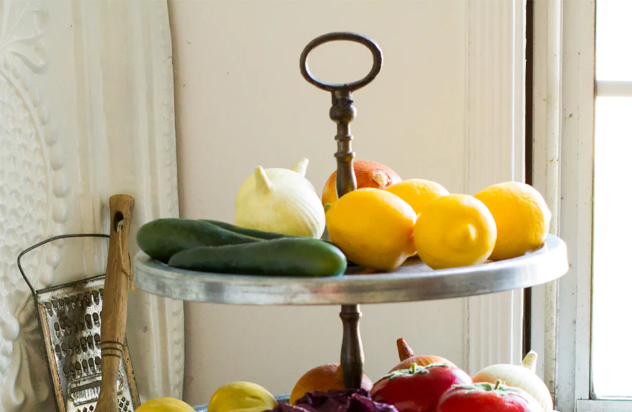 Vintage Galvanized Two Tiered Stand