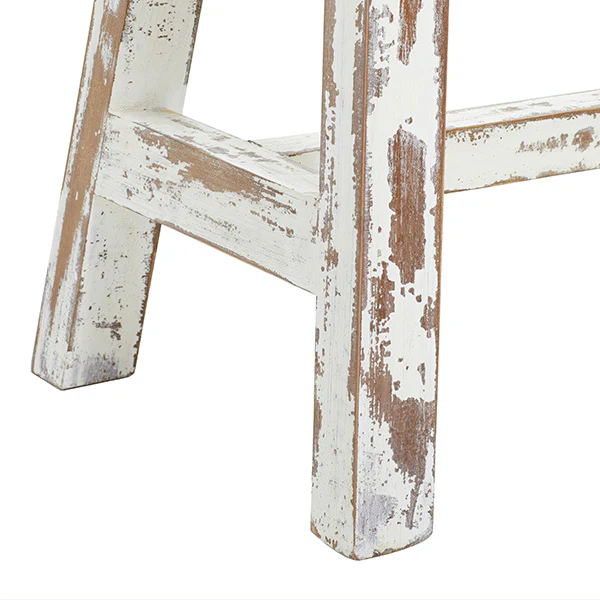Distressed Whitewashed Stool