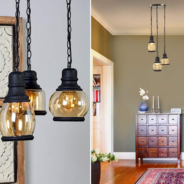 Three Light Metal Pendant