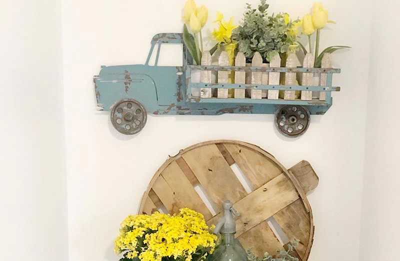 Distressed Blue Truck Shelf
