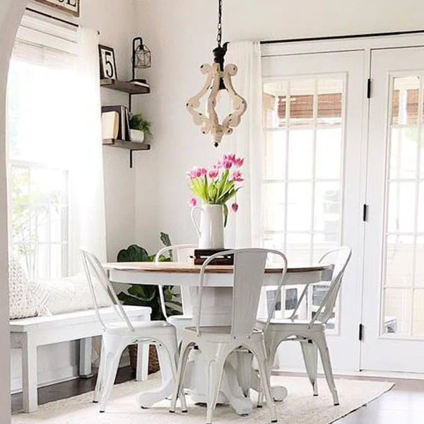 Distressed White Wood Chandelier