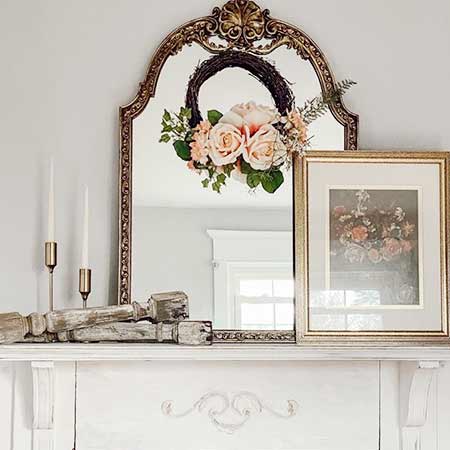 Asymmetrical Rose Bouquet Twig Wreath