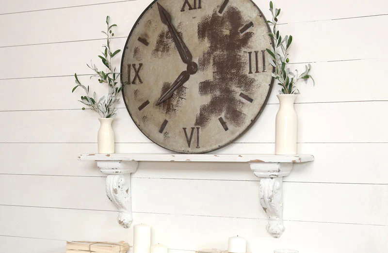 Large Distressed Wooden Antique Shelf