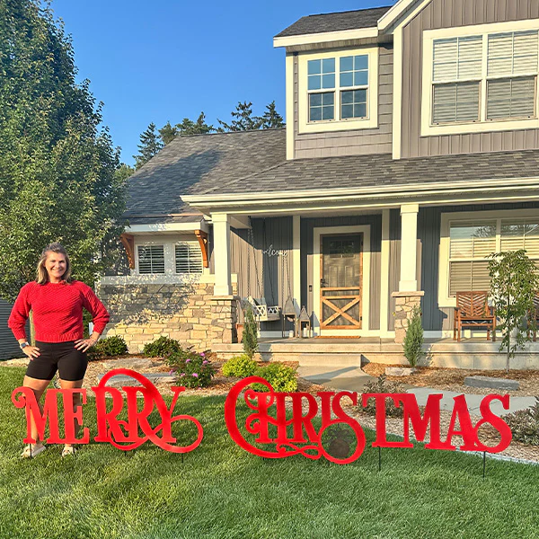 11 FEET WIDE! Merry Christmas Yard Stakes