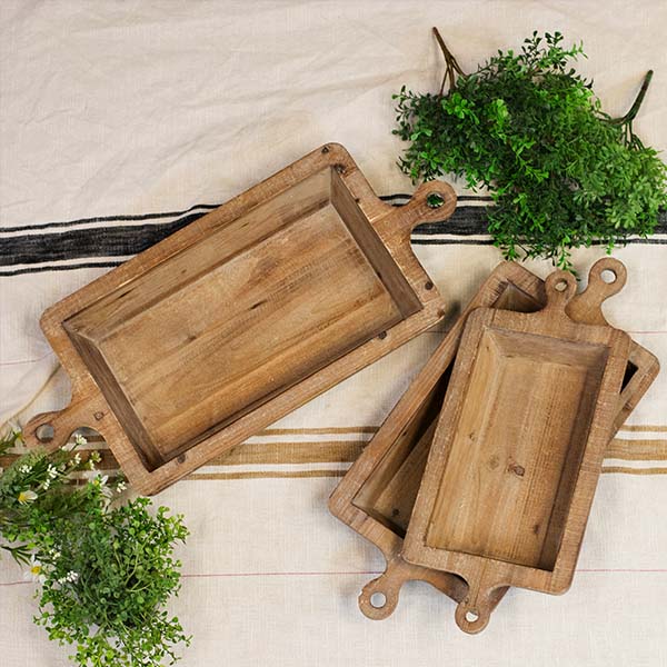 Distressed Wood Dough Bowls, Set of 3