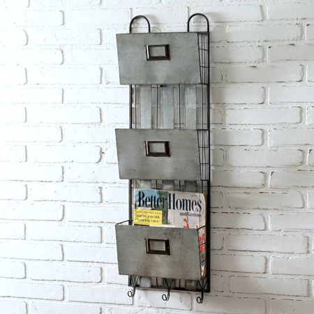 Three Pocket Metal Wall Organizer