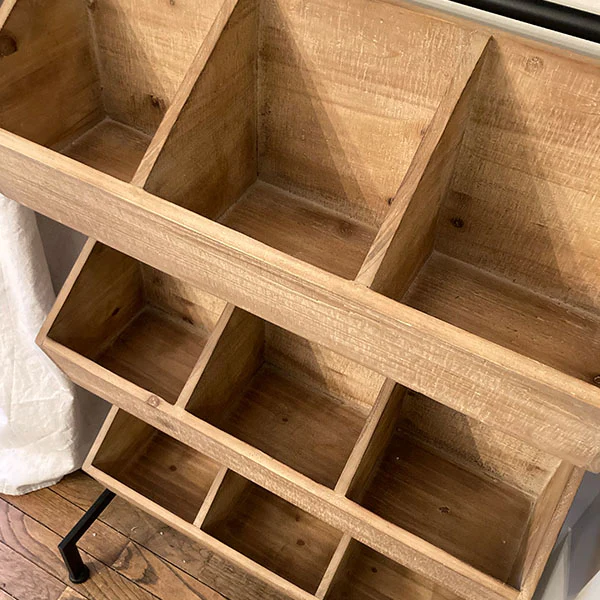 Contemporary Storage Cabinet with Wood Cubbies