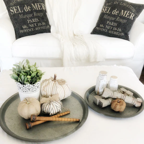 Rustic Circle Tin Trays  Set of 2