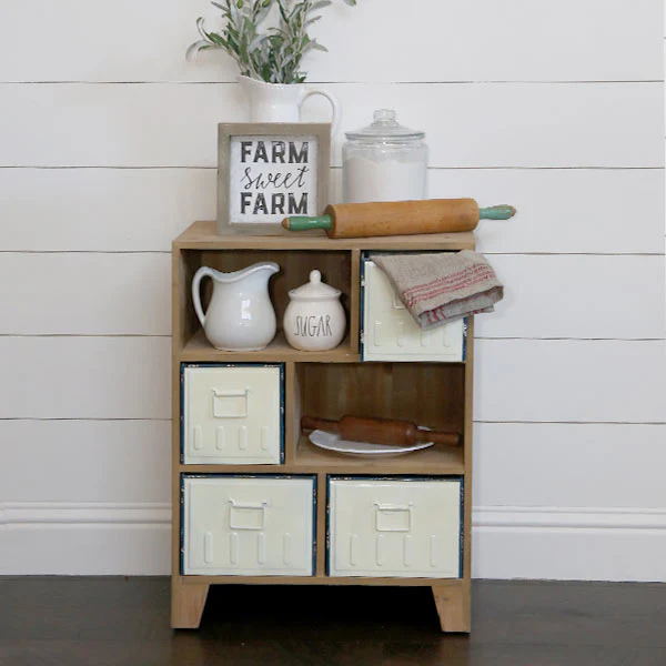 Enamel Drawer Asymmetrical Accent Table