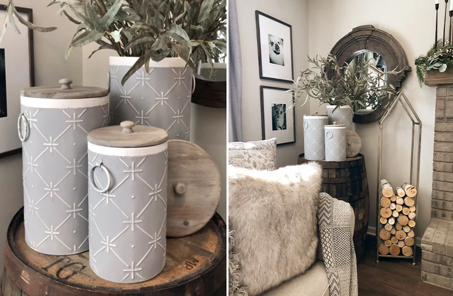 Textured Canisters with Lids, Set of 3