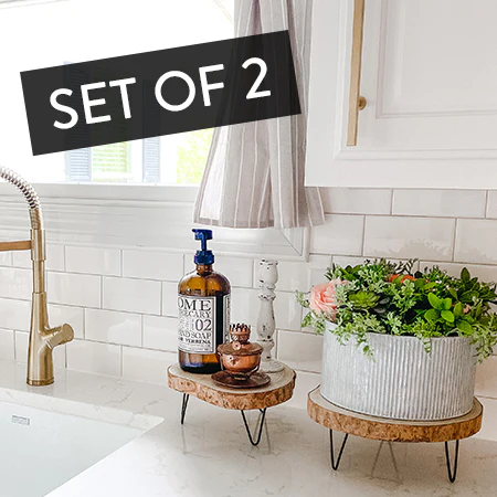 Paulownia Wood Pedestal Risers, Set of 2