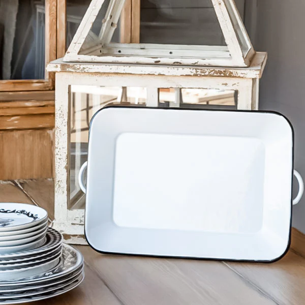 Enamelware Rectangle Serving Tray
