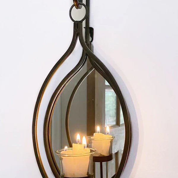 Wall Mounted Iron Votive with Mirror