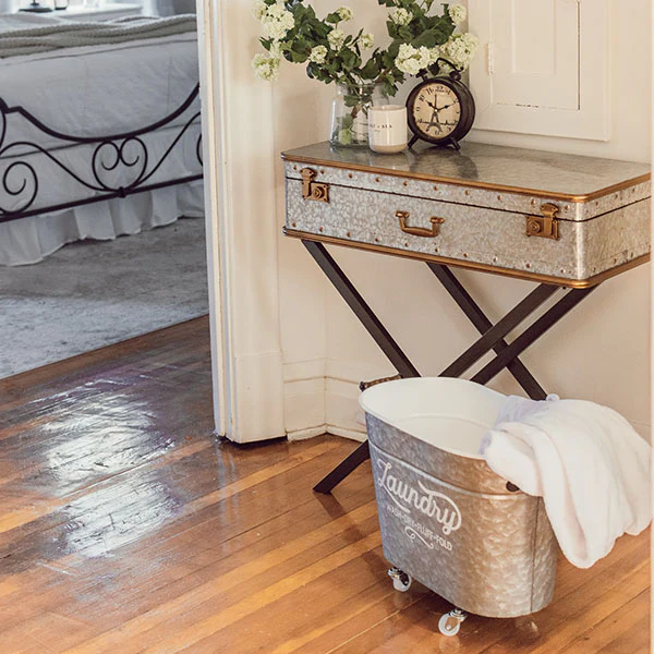 Grey Metal Farmhouse Suitcase Table