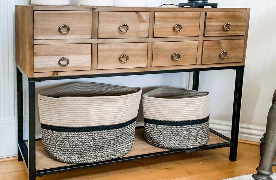 Wooden Apothecary Table with Drawers