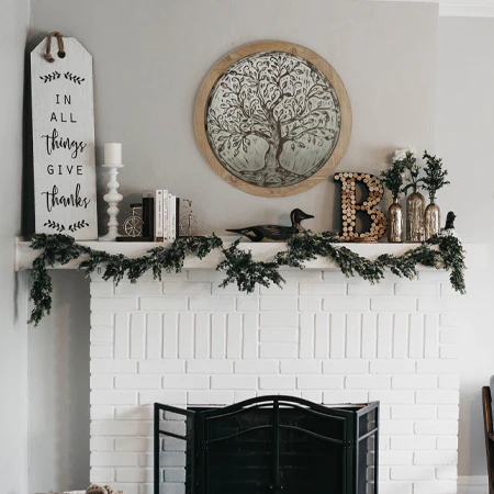 Wooden Framed Embossed Metal Wall Medallion