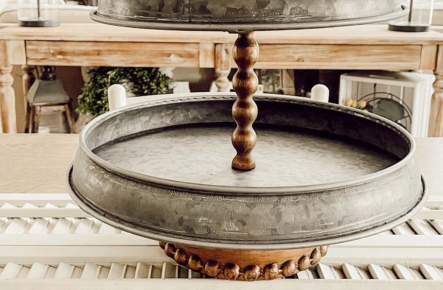 Bronze and Galvanized Two Tiered Stand