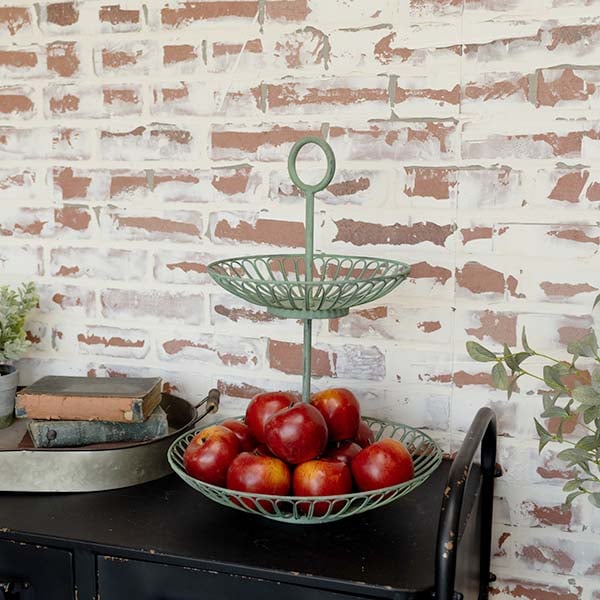 Two-Tier Green Metal Display Tray