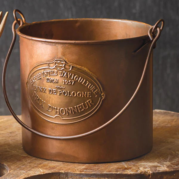 French Copper Finish Farming Buckets, Set of 2