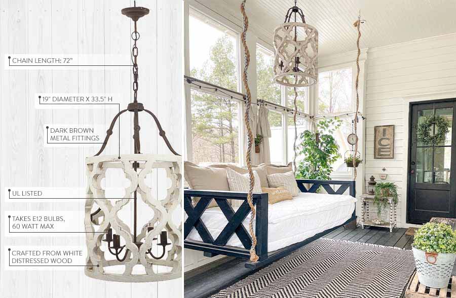 Whitewashed Wood Jolette Chandelier