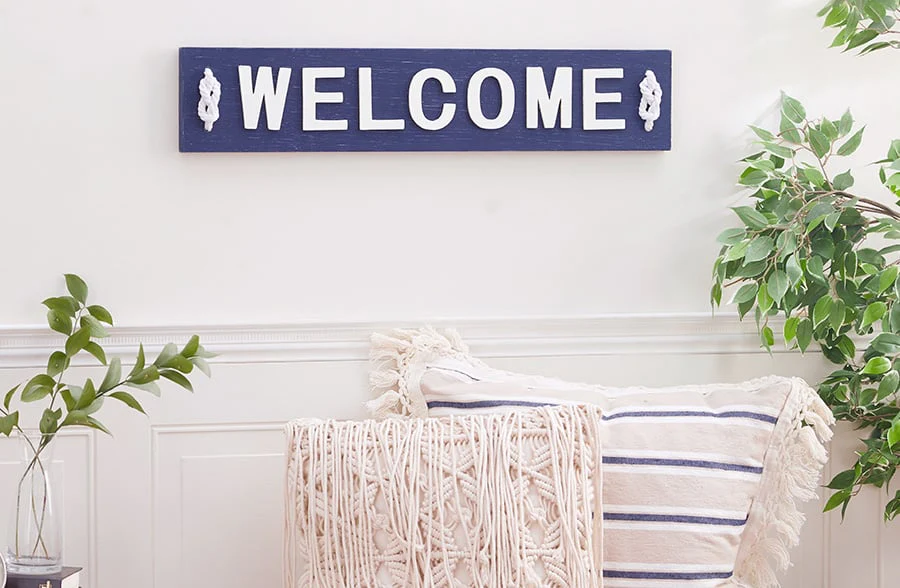 Wooden Nautical Welcome Sign