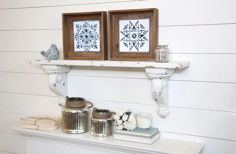 Large Distressed Wooden Antique Shelf