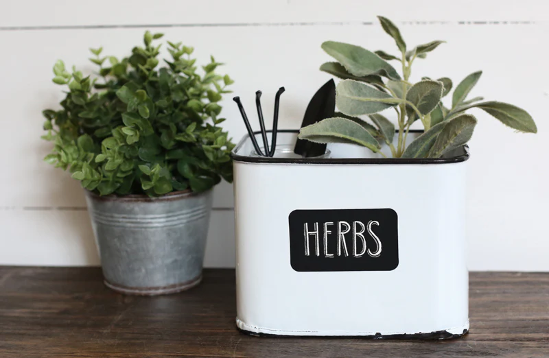 Enamel Storage Container with Chalkboard Front and Lid