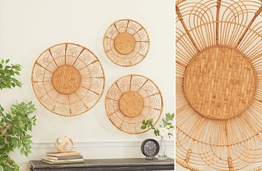 Woven Round Basket Wall Decor, Set of 3