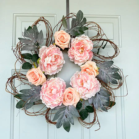Peony and Rose Vine Wreath