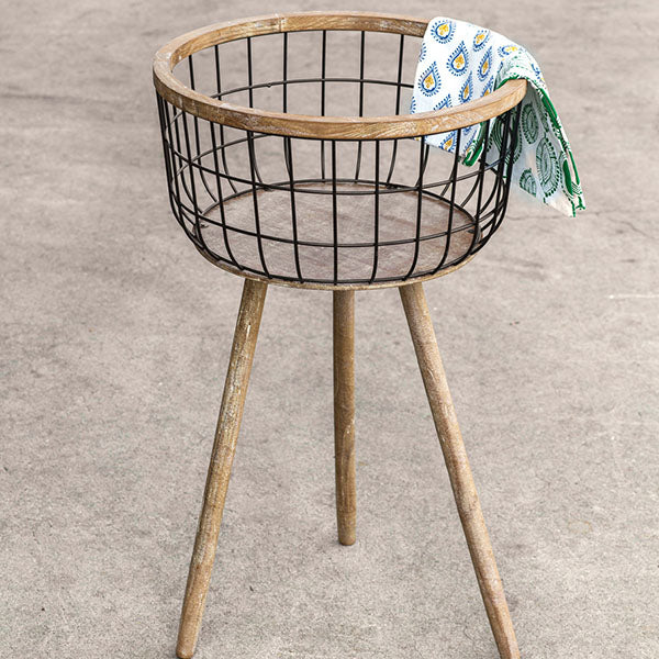 Modern Industrial Standing Storage Basket