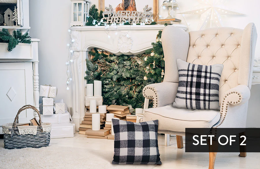 Modern Farmhouse Buffalo Check Inspired Pillows, Set of 2