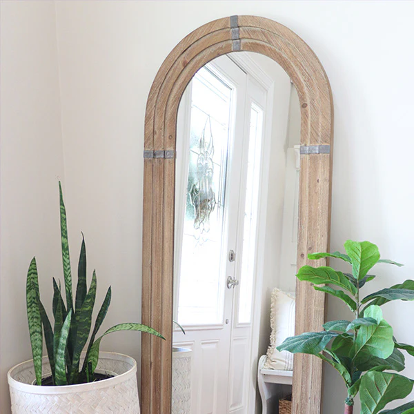 Stacked Edge Wooden Arch Floor Mirror