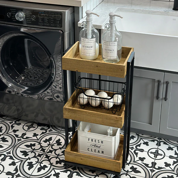 Three Tiered Rolling Farmer's Market Cart