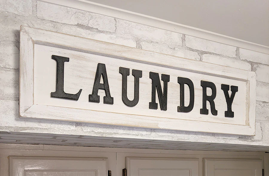 Classic Distressed Wooden Laundry Sign