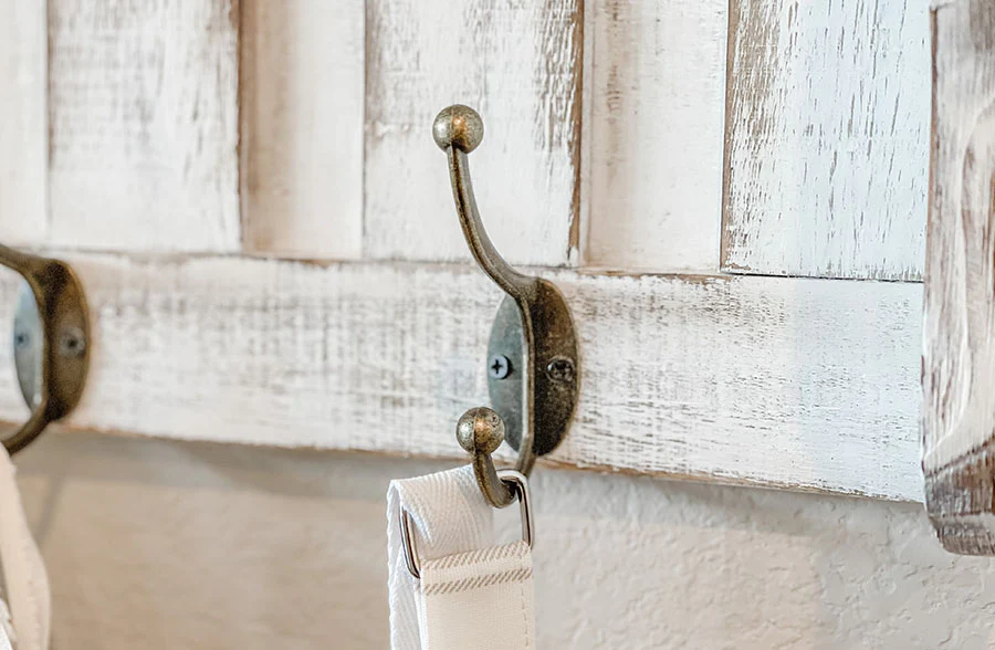 Distressed Mudroom Wall Shelf with Hooks