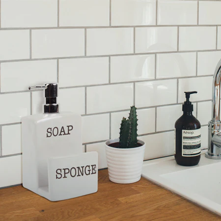 2 in 1 Ceramic Soap Dispenser with Sponge Holder
