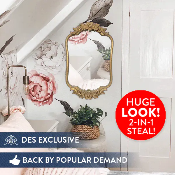 Ornate Gold Vanity Mirror and Tray, 2-in-1 Steal DES Exclusive