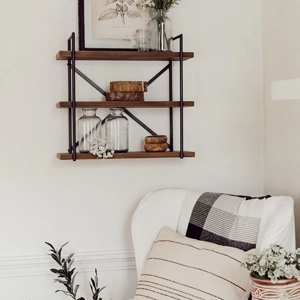 Three Tier Crossback Floating Shelf